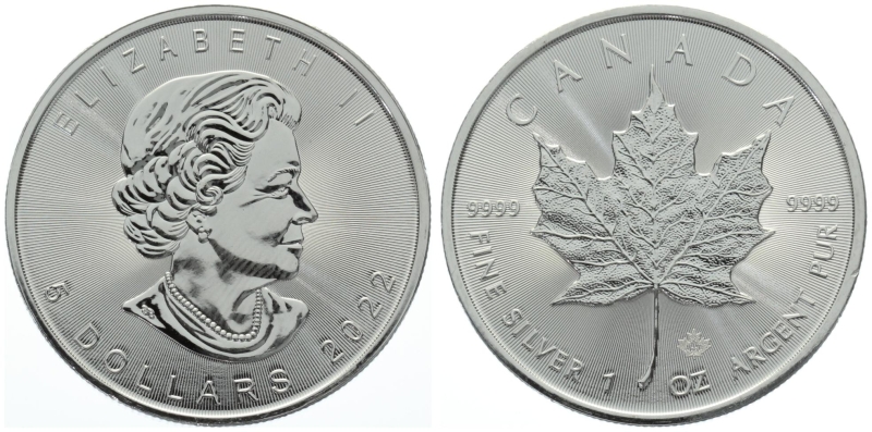 Kanada 5 Dollars 2022 Maple Leaf - 1 Unze Feinsilber